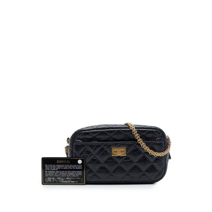 Matelassé vieilli Reissue Sac caméra Mini Cuir de veau Noir