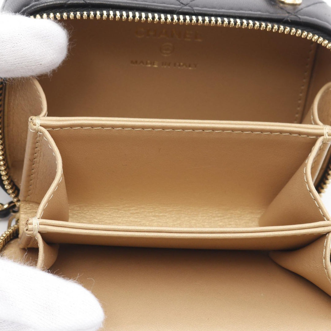 Extra Mini CC Quilted Golden Plate Vanity Crossbody Black - Gaby Paris