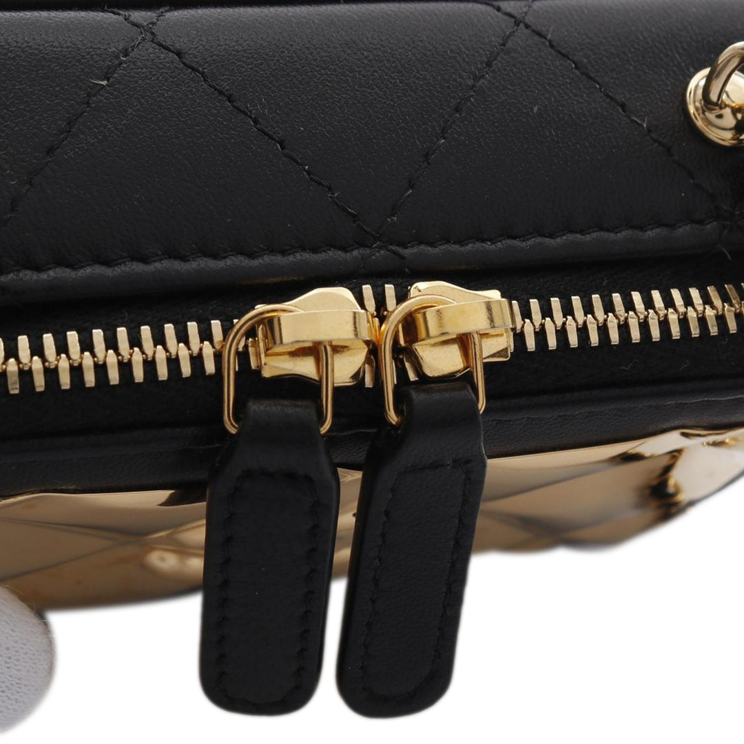 Extra Mini CC Quilted Golden Plate Vanity Crossbody Black - Gaby Paris