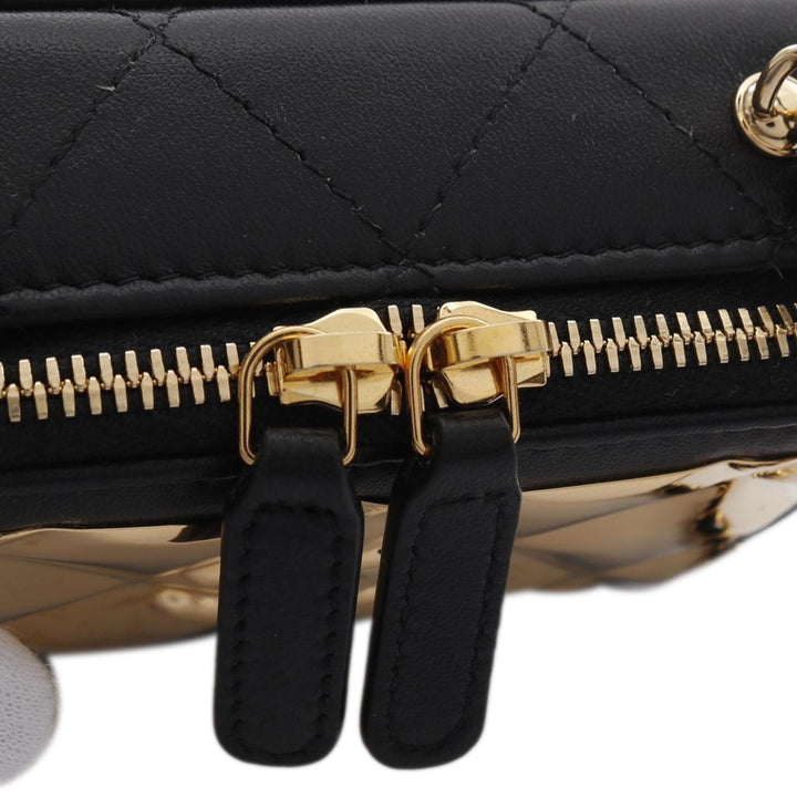 Extra Mini CC Quilted Golden Plate Vanity Crossbody Black - Gaby Paris