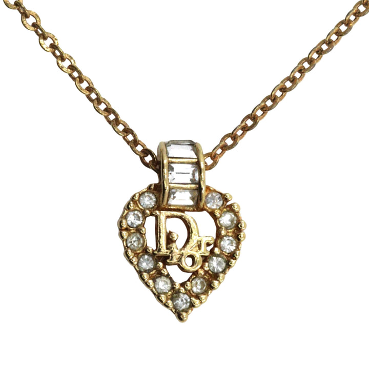 Dior plaqué Strass Heart Pendant Collier
