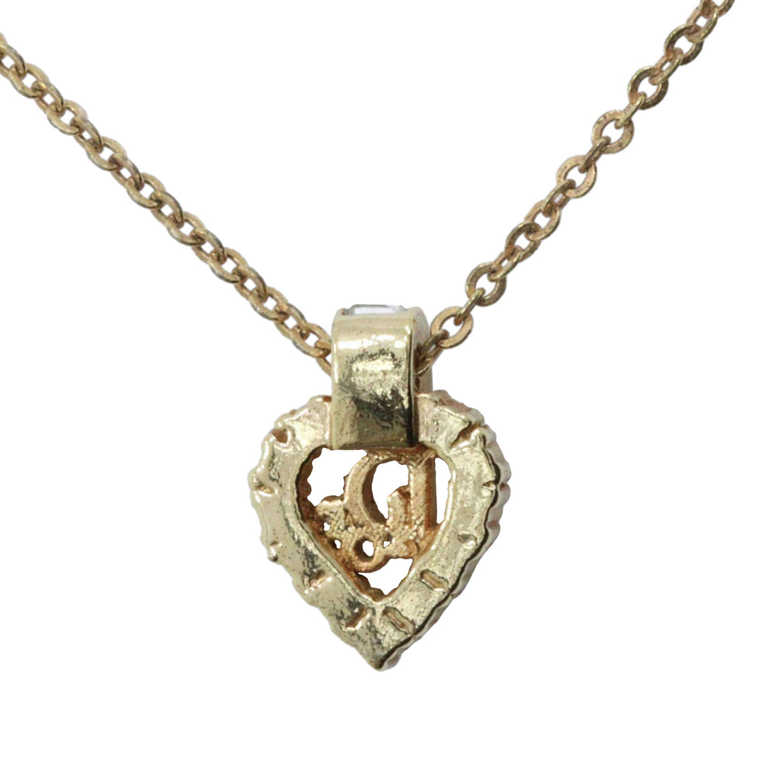 Dior plaqué Strass Heart Pendant Collier