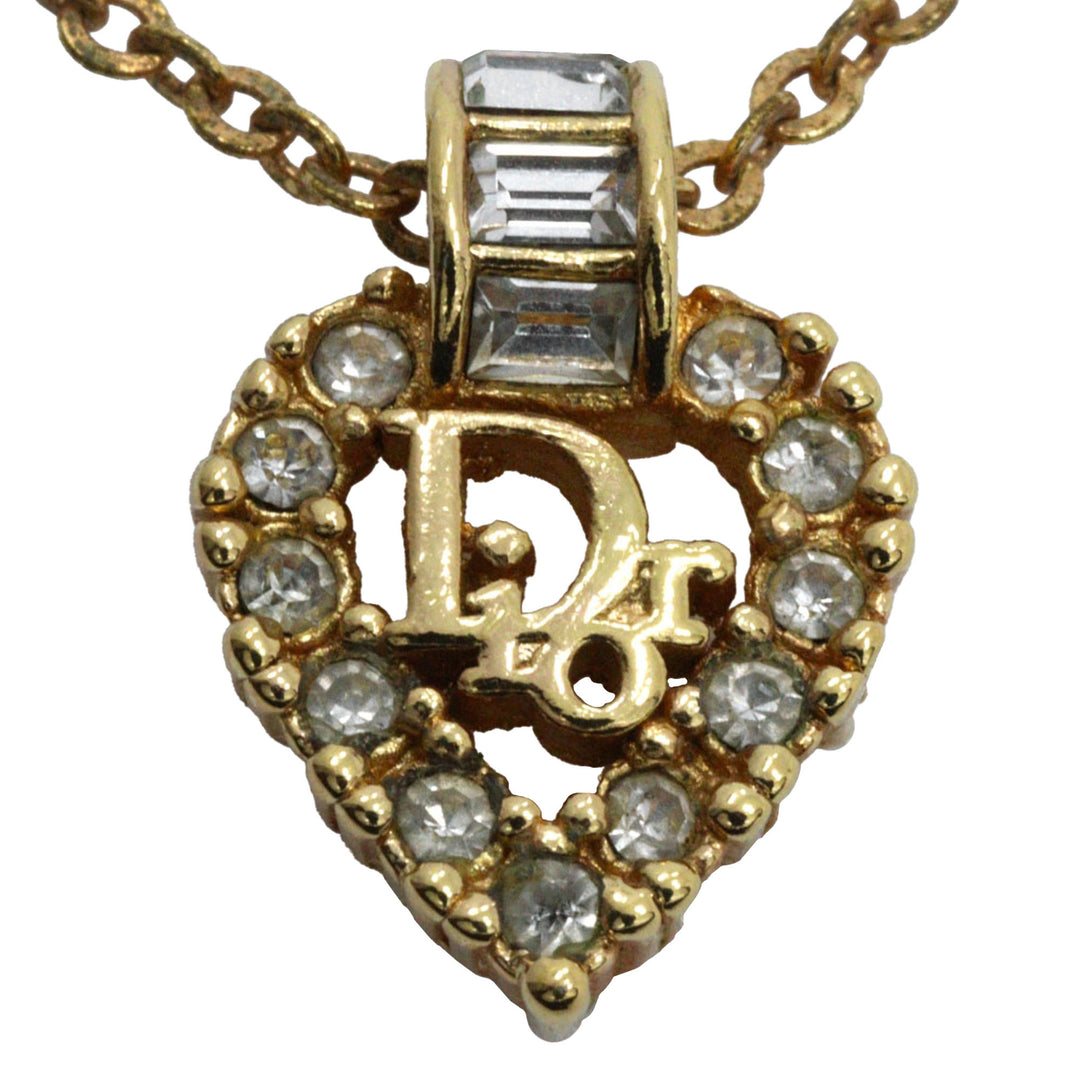 Dior plaqué Strass Heart Pendant Collier