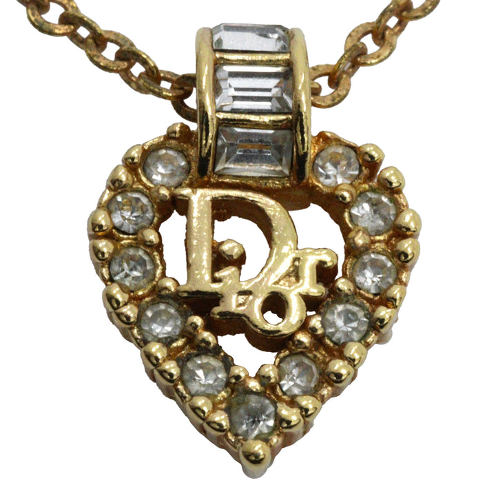 Dior plaqué Strass Heart Pendant Collier