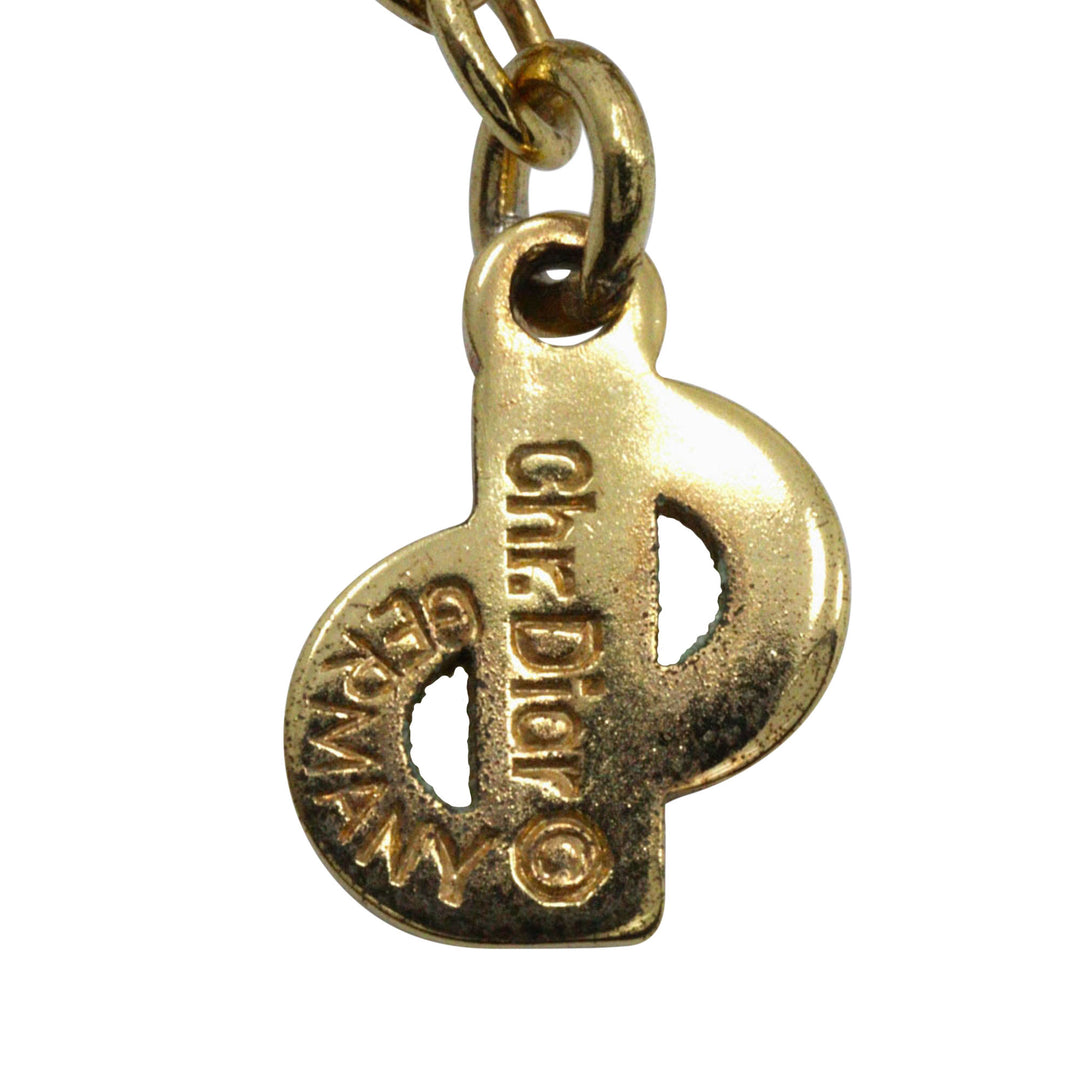 Dior plaqué Strass Heart Pendant Collier