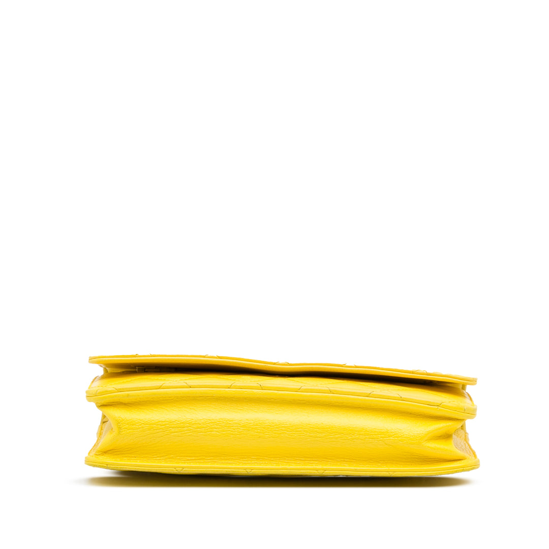 Classic Lambskin Wallet on Chain Yellow - Gaby Paris