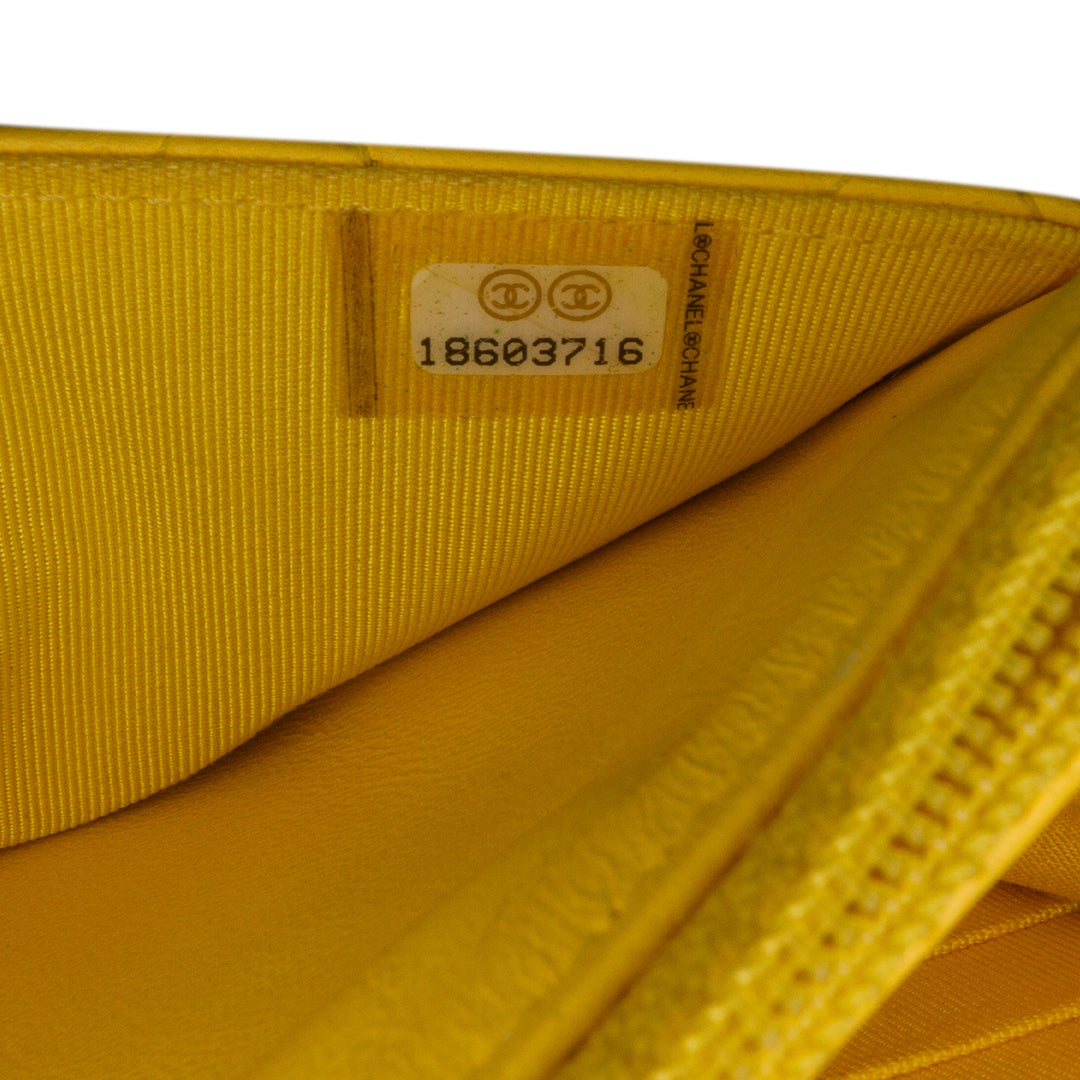 Classic Lambskin Wallet on Chain Yellow - Gaby Paris