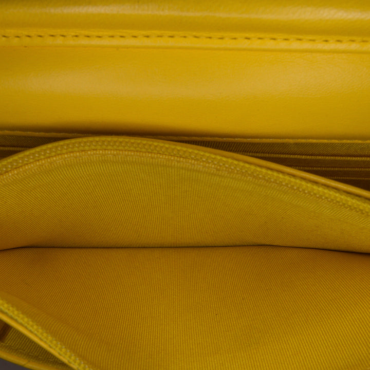 Classic Lambskin Wallet on Chain Yellow - Gaby Paris