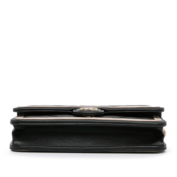 Bicolor Lambskin 23B Flap Phone Holder Black - Gaby Paris