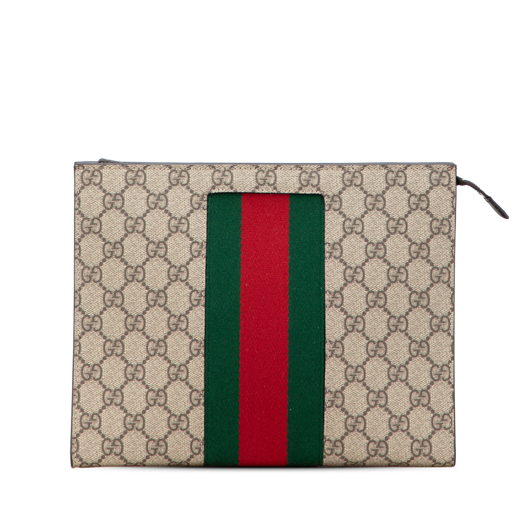 GG Supreme Web Clutch Brown - Gaby Paris