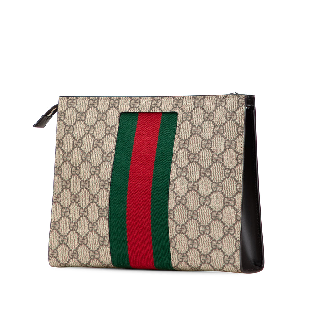 Gucci GG Supreme Web Pochette Marron – GABY PARIS Authentique
