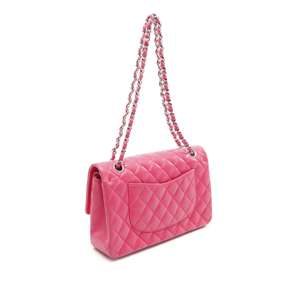 Medium Classic Lambskin Double Flap Pink - Gaby Paris