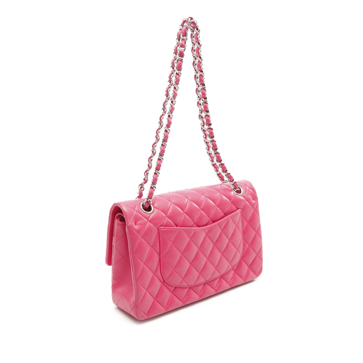 Medium Classic Lambskin Double Flap Pink - Gaby Paris