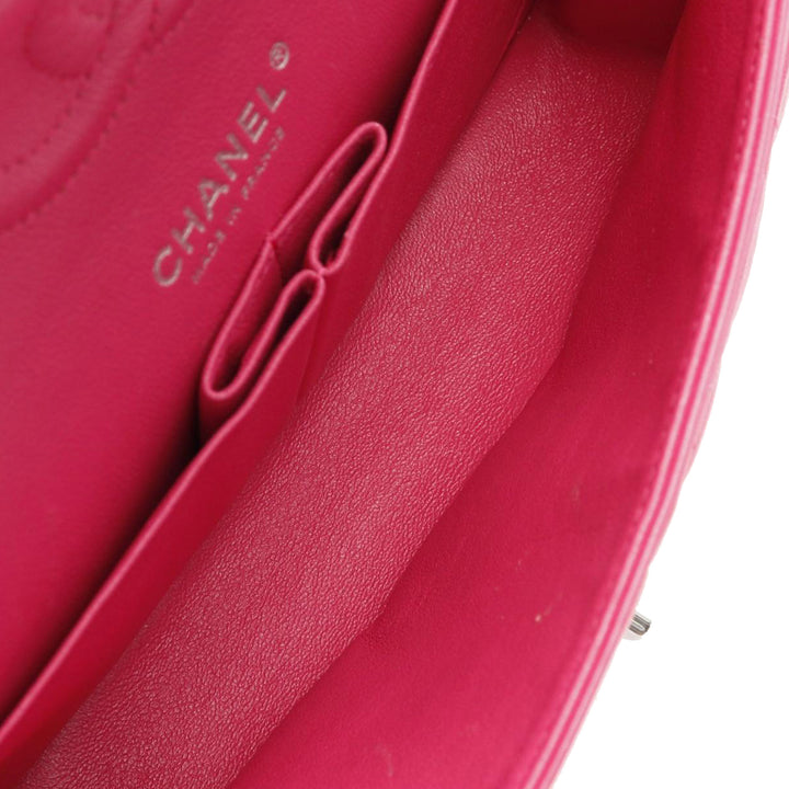 Medium Classic Lambskin Double Flap Pink - Gaby Paris
