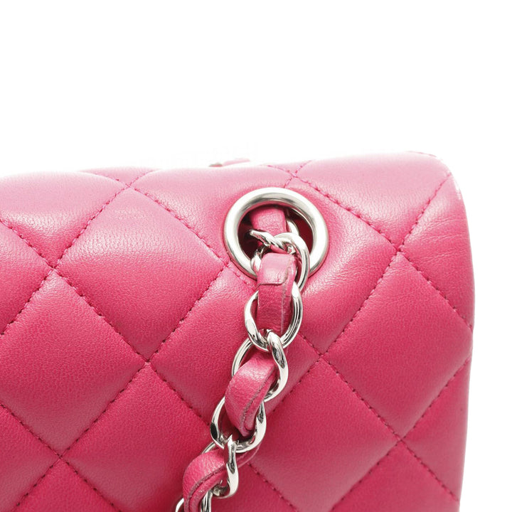 Medium Classic Lambskin Double Flap Pink - Gaby Paris