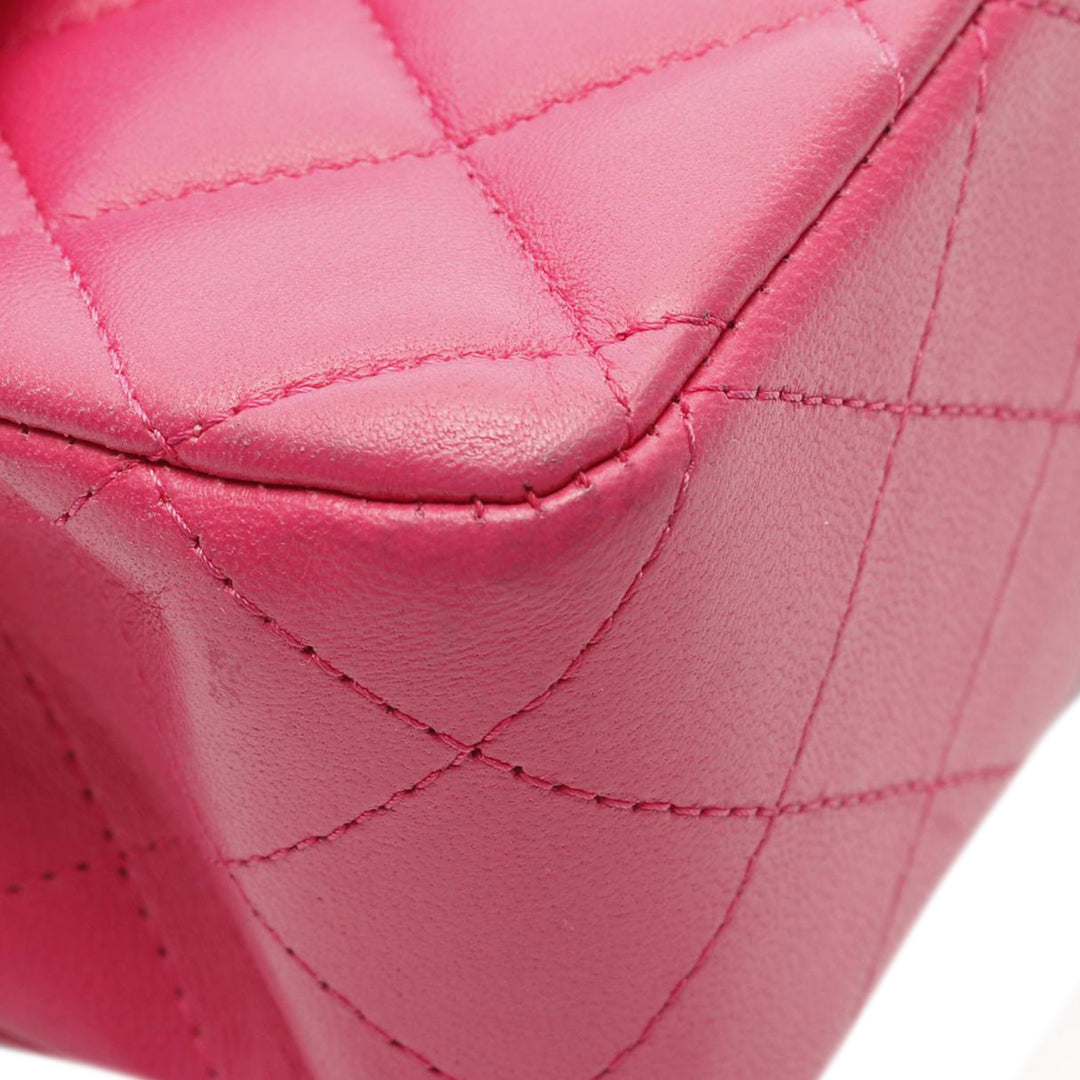 Medium Classic Lambskin Double Flap Pink - Gaby Paris
