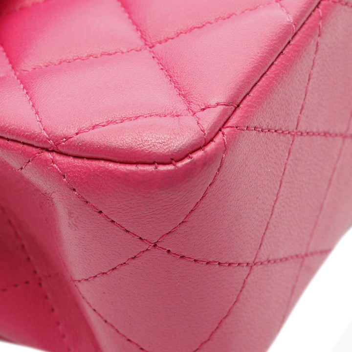Medium Classic Lambskin Double Flap Pink - Gaby Paris