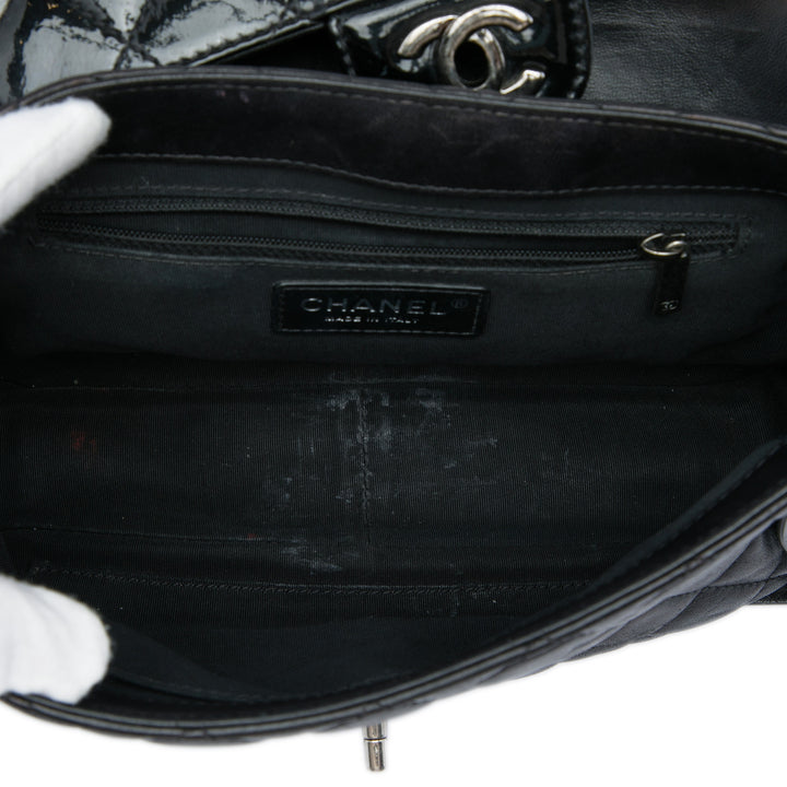 CC Matelassé et Bijoux Chaîne à rabat Cuir d'agneau Noir