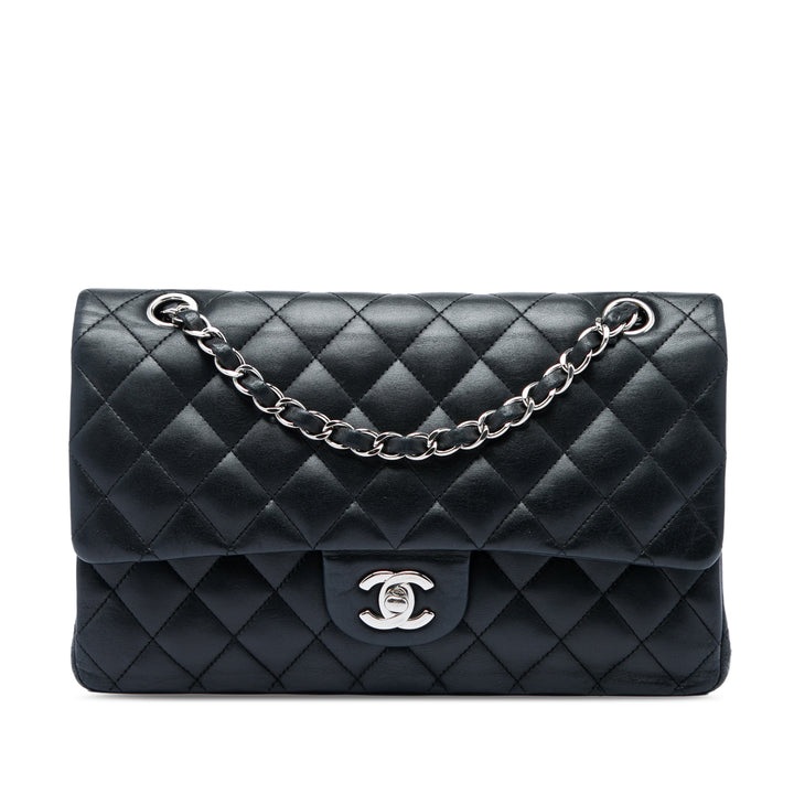 Classic Double rabat Moyen Cuir d'agneau Noir