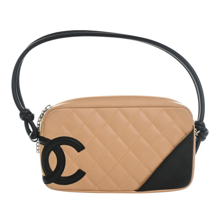 Matelassé Cambon Ligne Pochette Cuir d'agneau Beige
