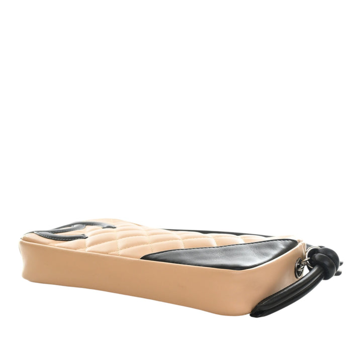 Matelassé Cambon Ligne Pochette Cuir d'agneau Beige