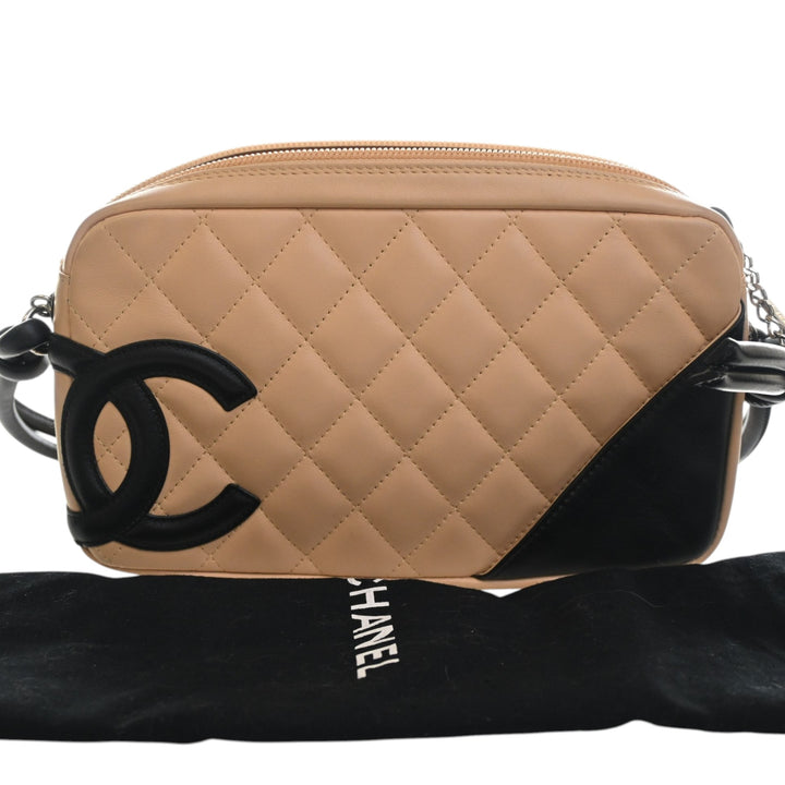 Matelassé Cambon Ligne Pochette Cuir d'agneau Beige