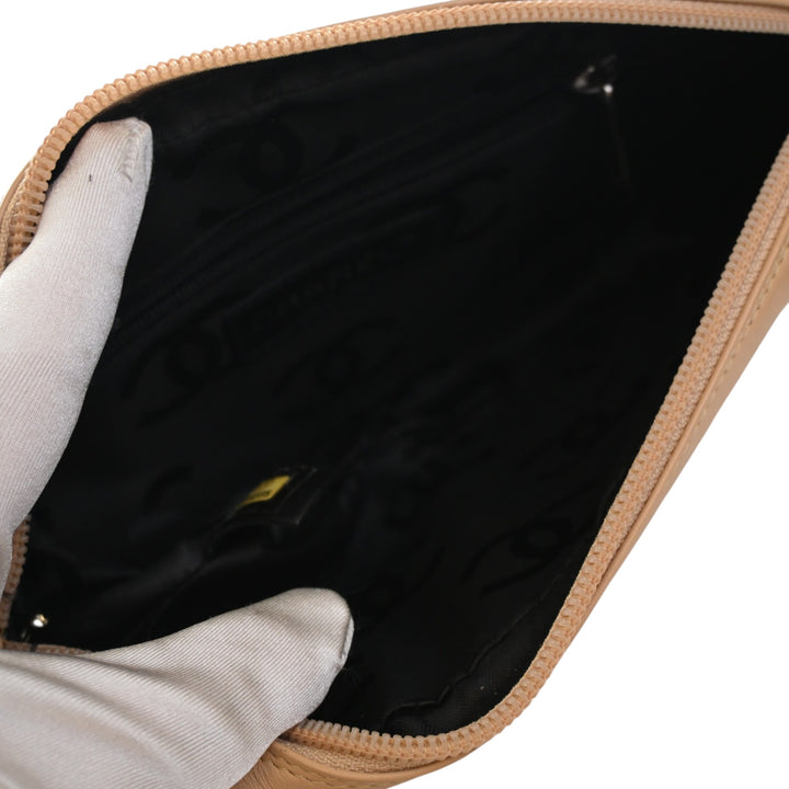 Matelassé Cambon Ligne Pochette Cuir d'agneau Beige