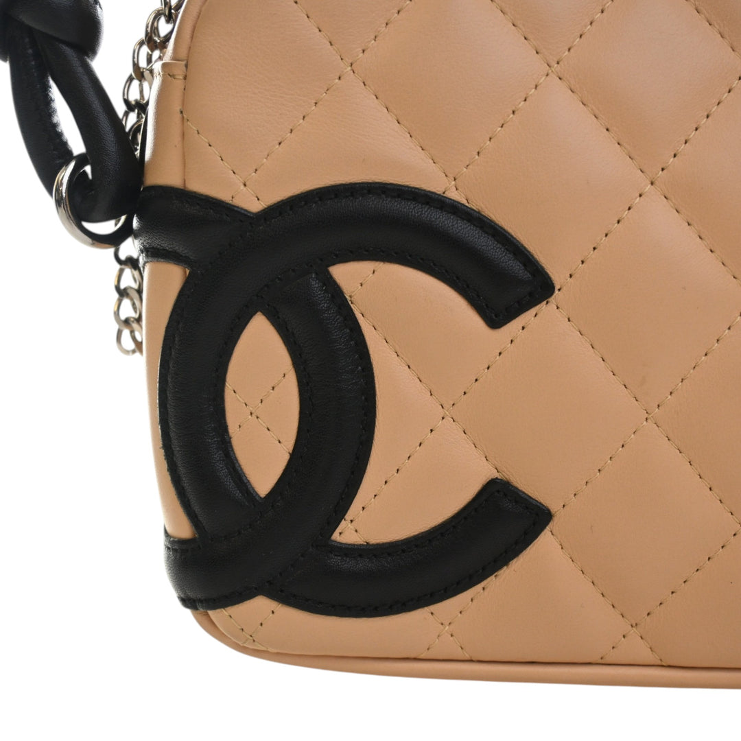 Matelassé Cambon Ligne Pochette Cuir d'agneau Beige