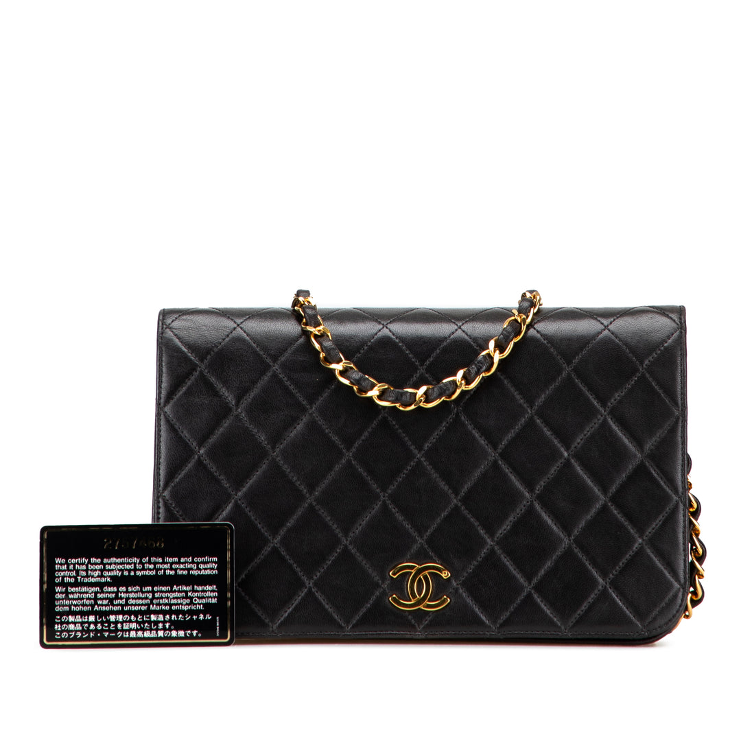 CC Quilted Lambskin Full Single Flap Black - Gaby Paris