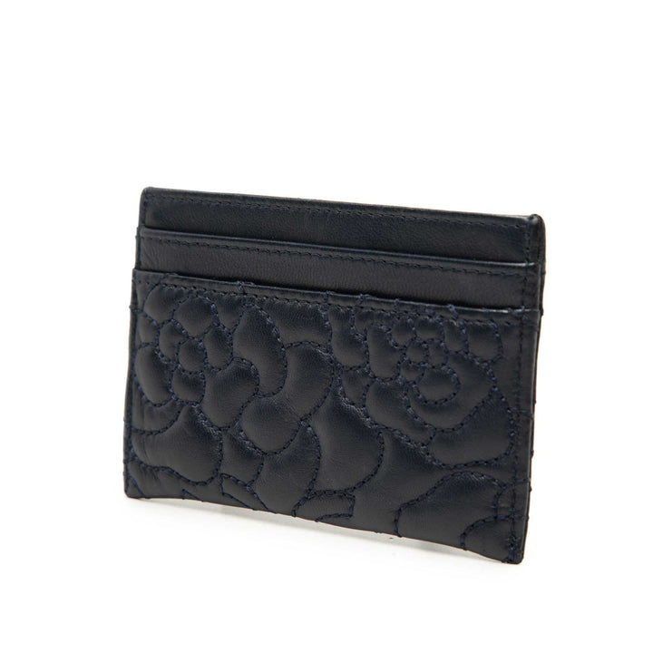 Chanel CC embossé Cuir d’agneau Camellia Card Holder