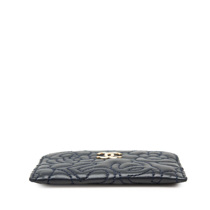 Chanel CC embossé Cuir d’agneau Camellia Card Holder