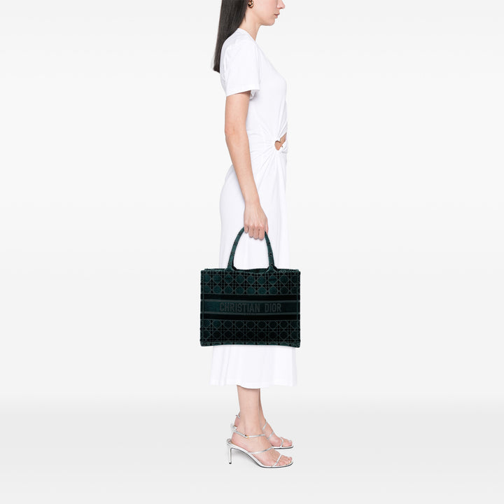 Dior Medium brodé Velours Cannage Book Cabas