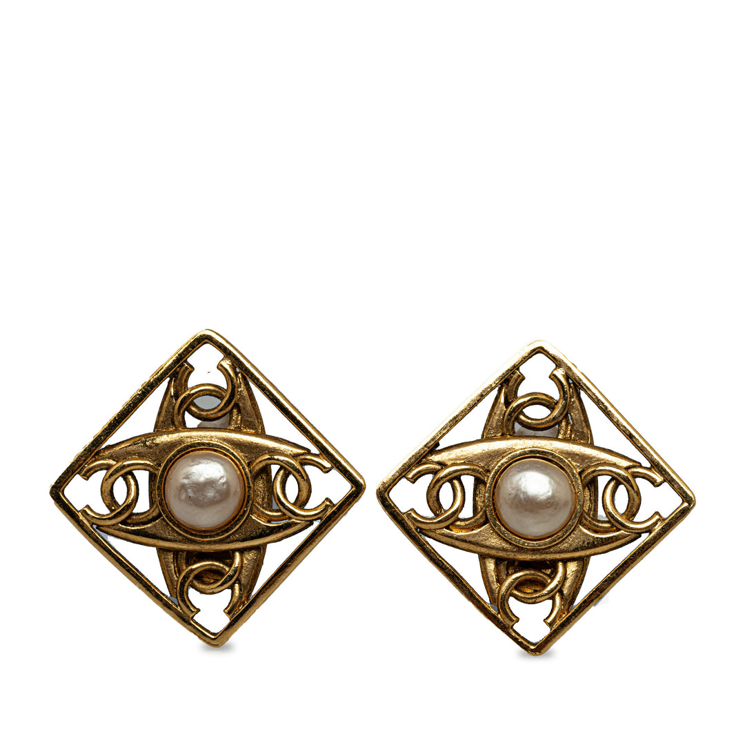 CC Faux Pearl Clip On Earrings Gold - Gaby Paris