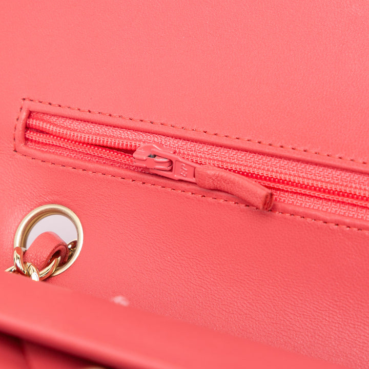 Medium Classic Chevron Lambskin Double Flap Pink - Gaby Paris