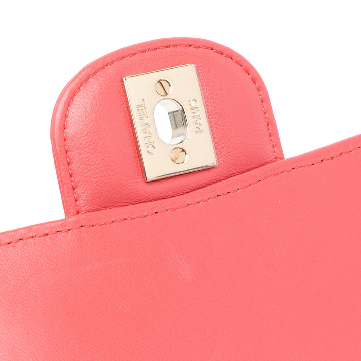 Medium Classic Chevron Lambskin Double Flap Pink - Gaby Paris