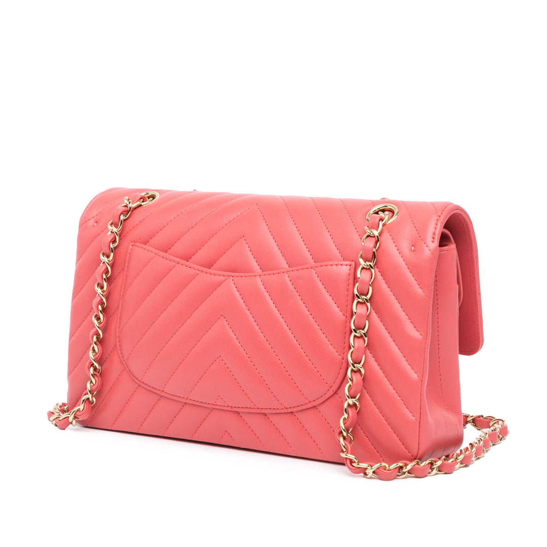 Medium Classic Chevron Lambskin Double Flap Pink - Gaby Paris
