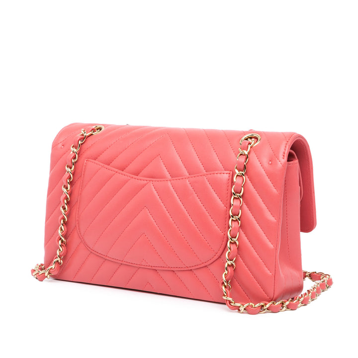 Medium Classic Chevron Lambskin Double Flap Pink - Gaby Paris