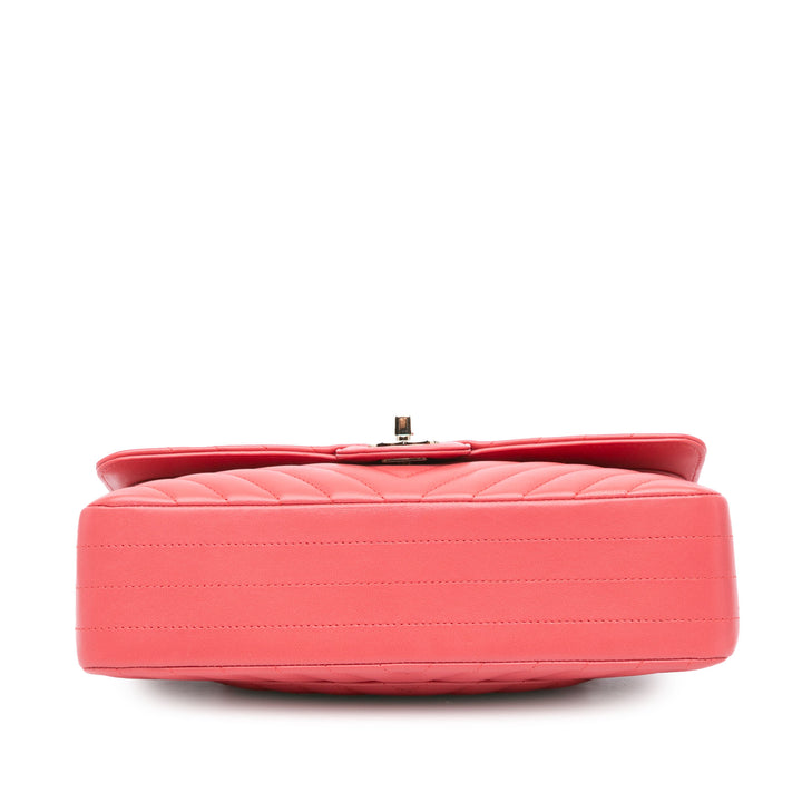 Medium Classic Chevron Lambskin Double Flap Pink - Gaby Paris