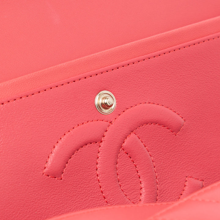 Medium Classic Chevron Lambskin Double Flap Pink - Gaby Paris