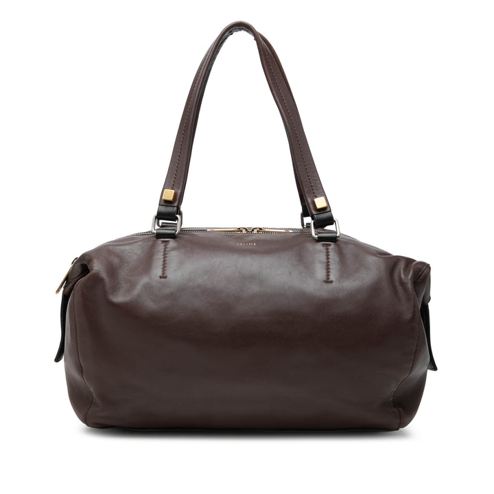 Triple Zippé Sac Cuir d'agneau Marron