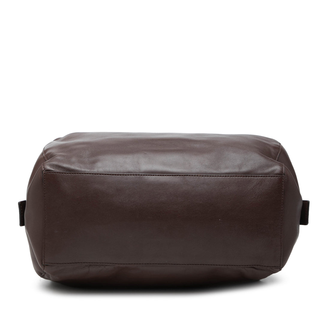 Triple Zippé Sac Cuir d'agneau Marron