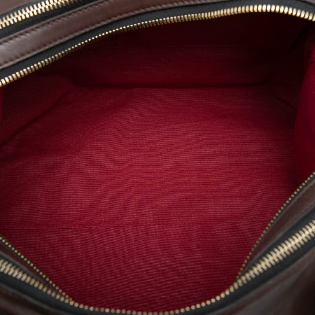 Triple Zippé Sac Cuir d'agneau Marron