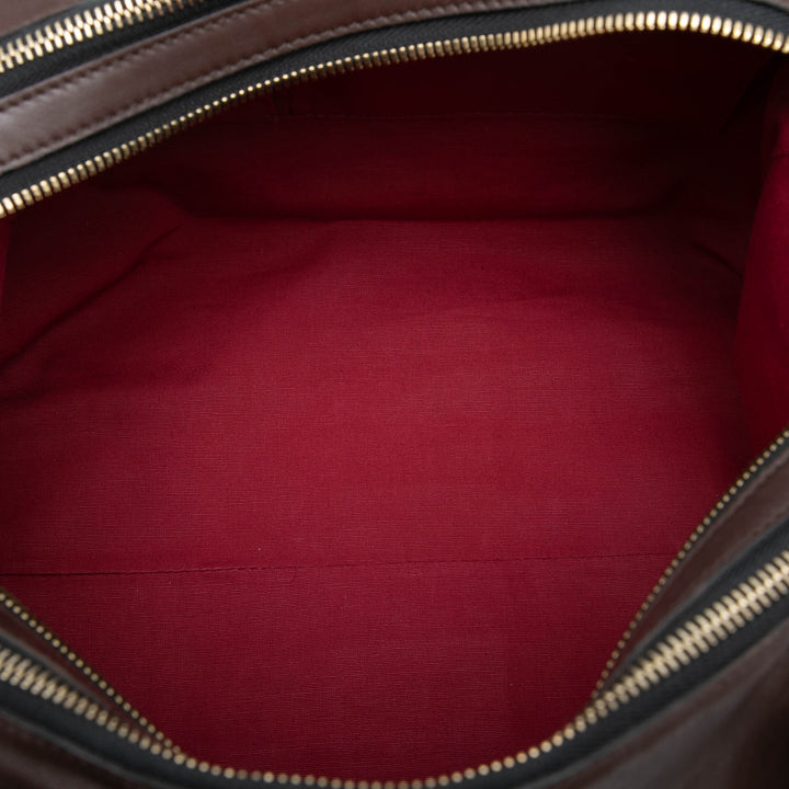 Triple Zippé Sac Cuir d'agneau Marron