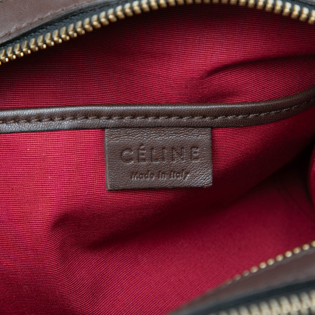 Triple Zippé Sac Cuir d'agneau Marron