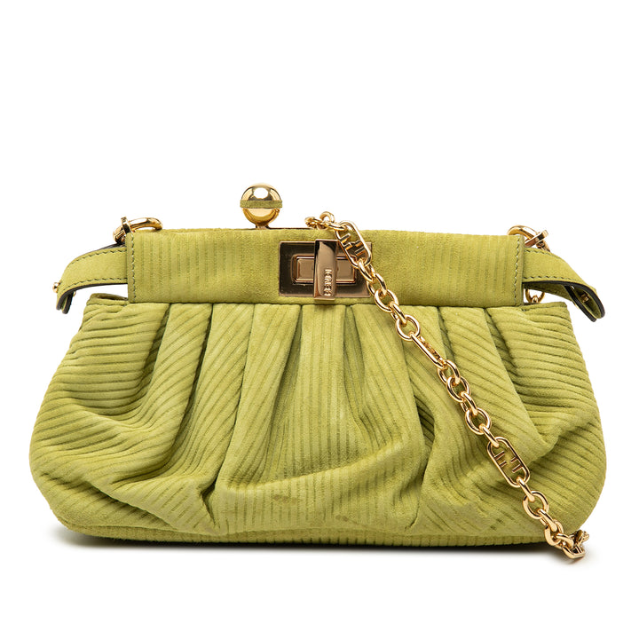 Fendi Small embossé Daim Peekaboo Click Pochette avec chaîne