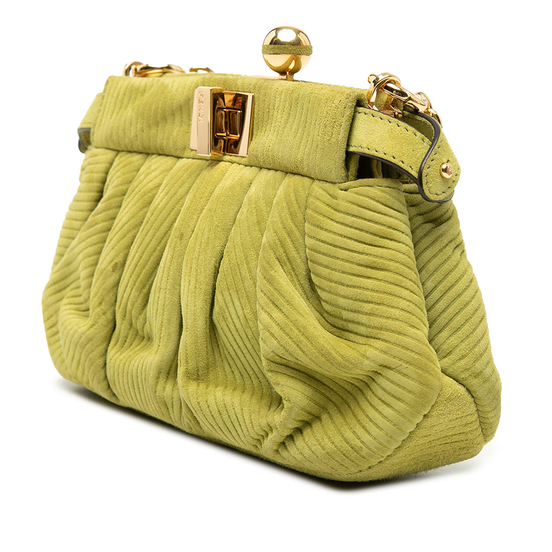 Fendi Small embossé Daim Peekaboo Click Pochette avec chaîne
