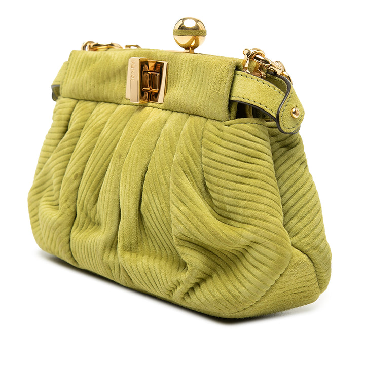Fendi Small embossé Daim Peekaboo Click Pochette avec chaîne