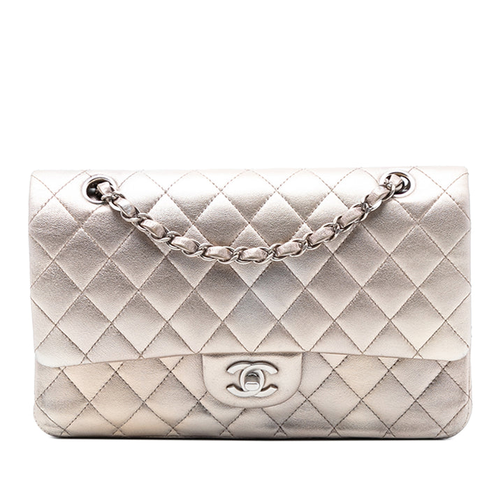 Chanel Medium Classic Metallic Cuir d’agneau Double rabat