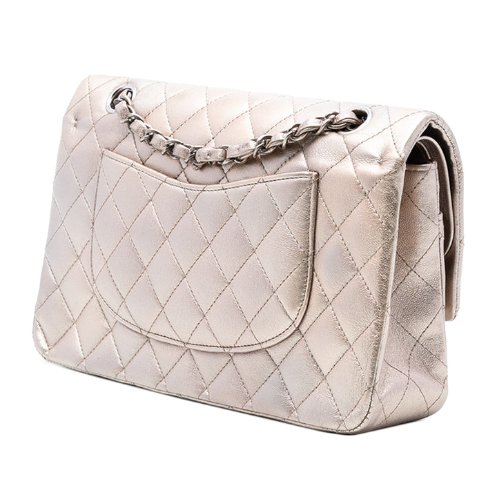 Chanel Medium Classic Metallic Cuir d’agneau Double rabat