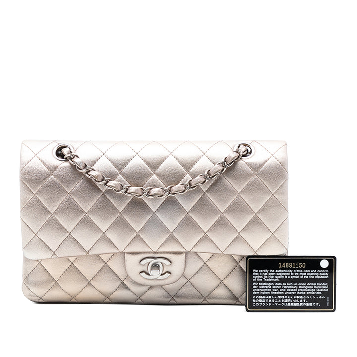Chanel Medium Classic Metallic Cuir d’agneau Double rabat